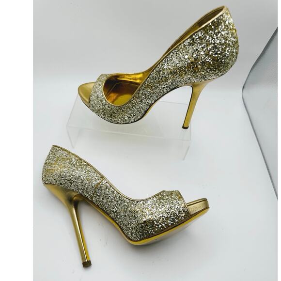 Miu Miu peep toe Gold Glitter Party Pump size EU 40 - Picture 15 of 15